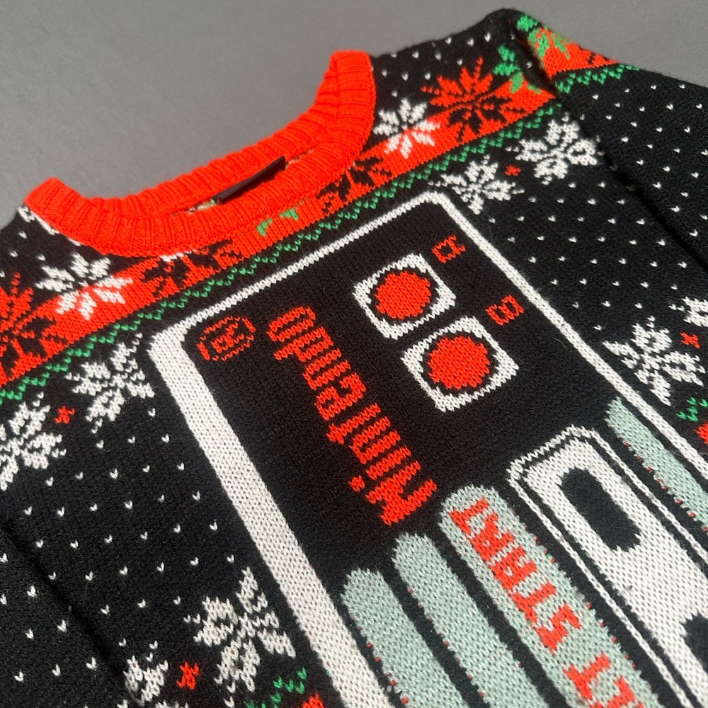 Nintendo Festive Black and Red Crewneck Sweater